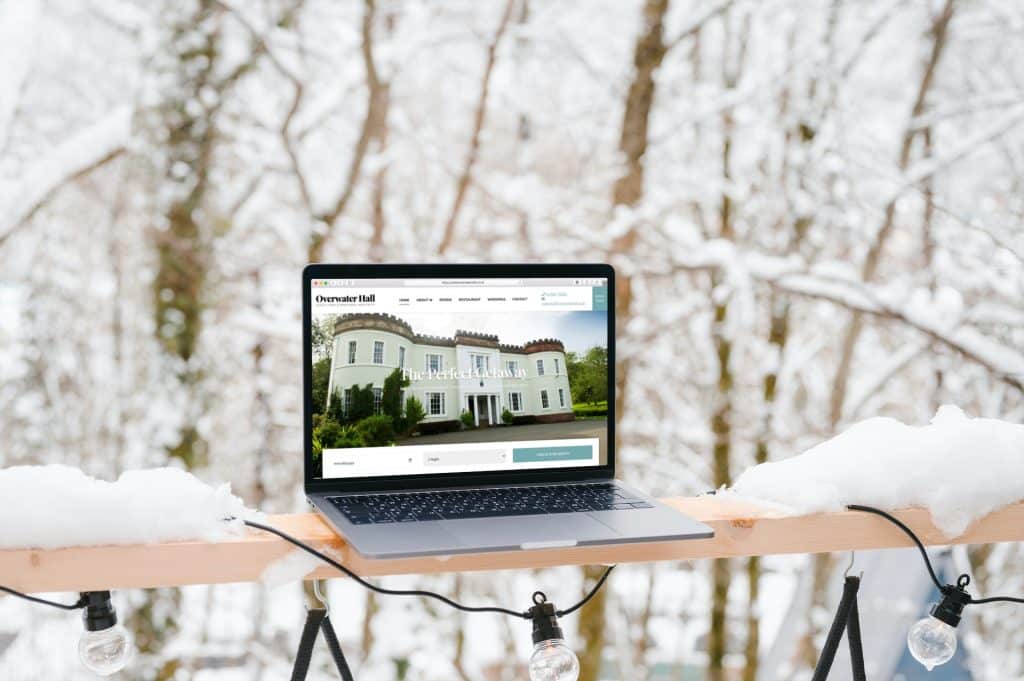 overwater hall mockup laptop