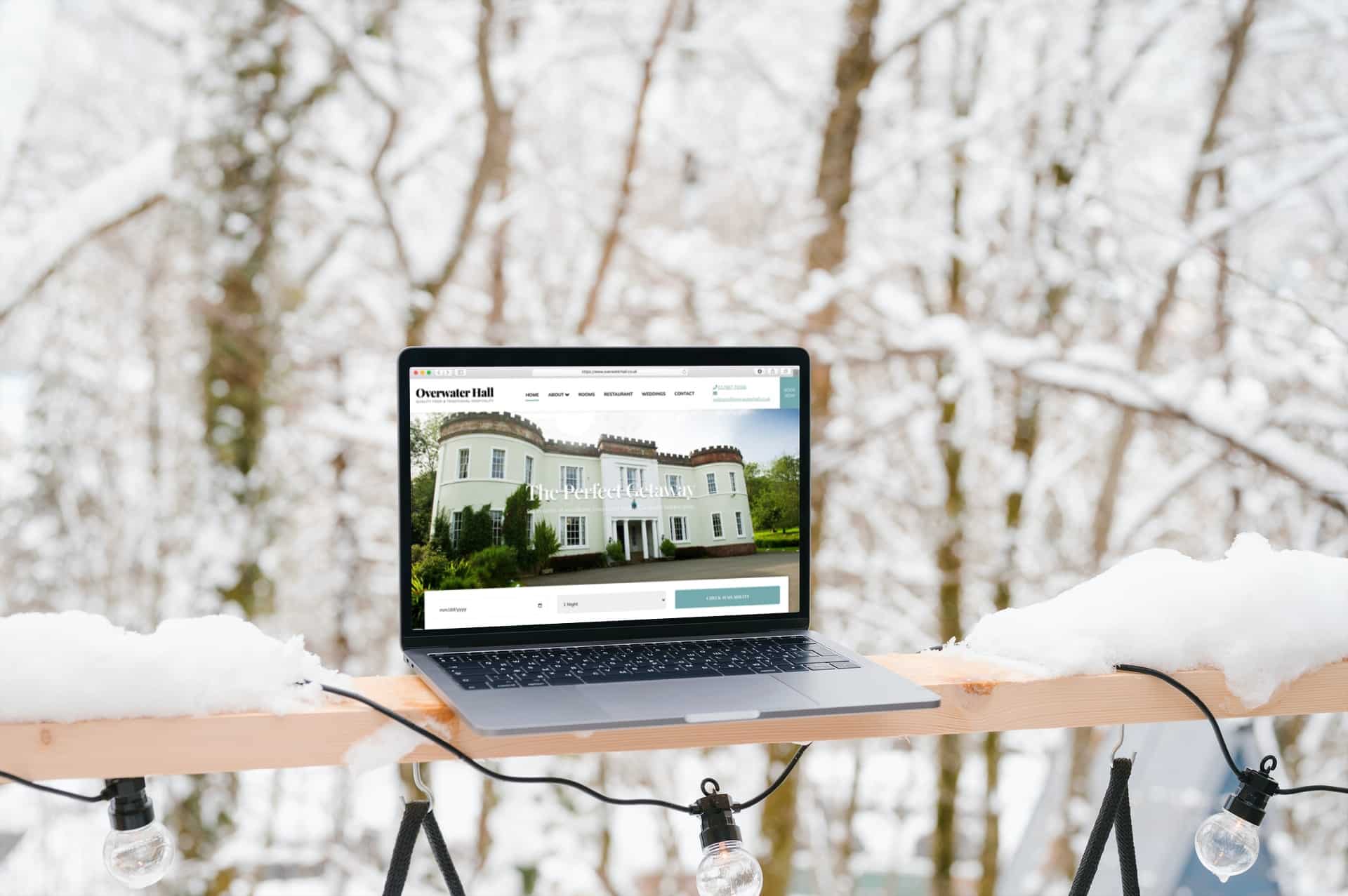 overwater hall mockup laptop