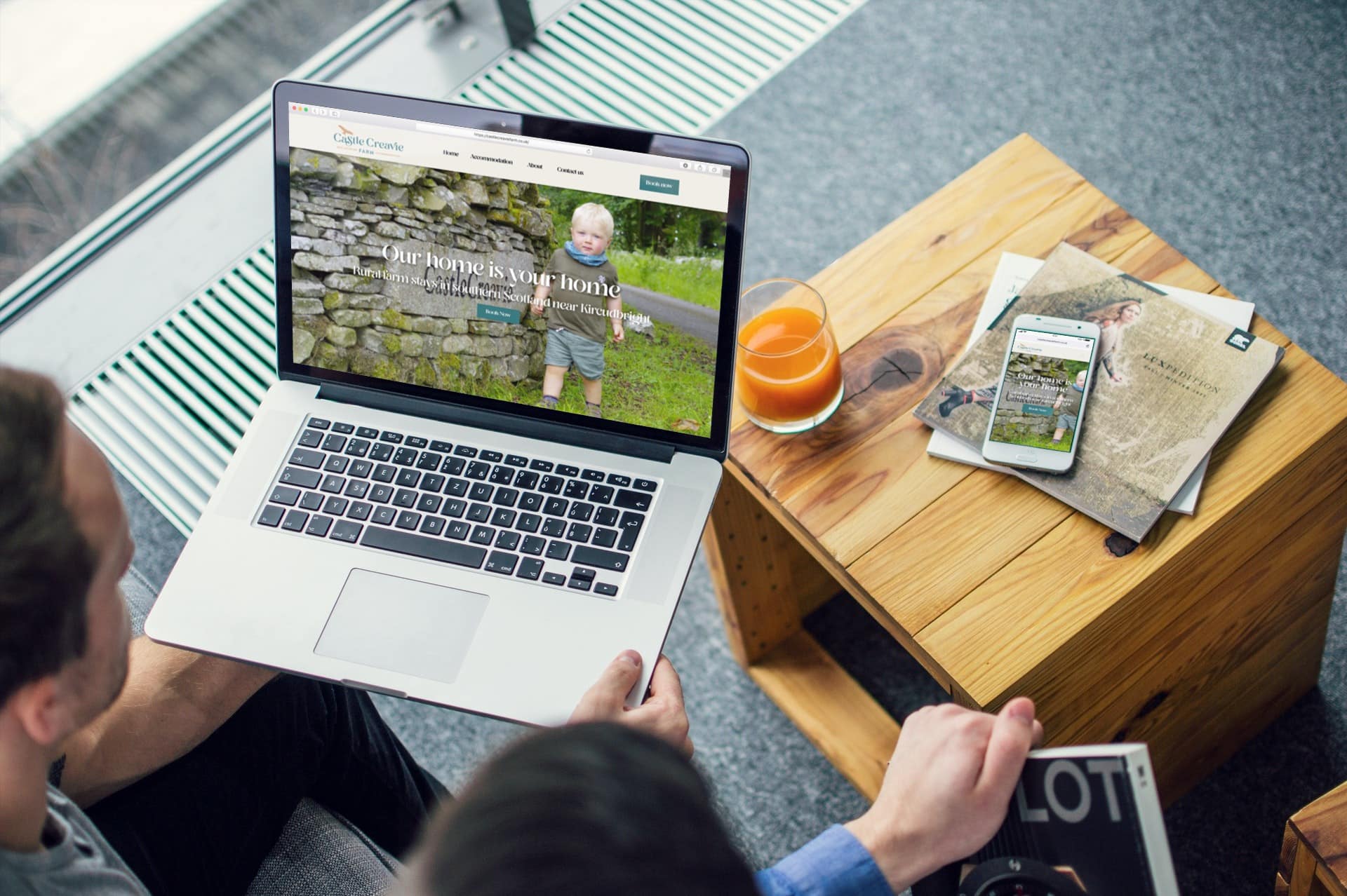 castle creavie mockup on laptop and iphone