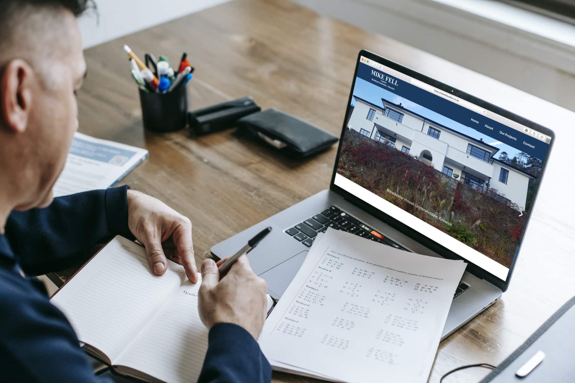 mike fell builders site mockup