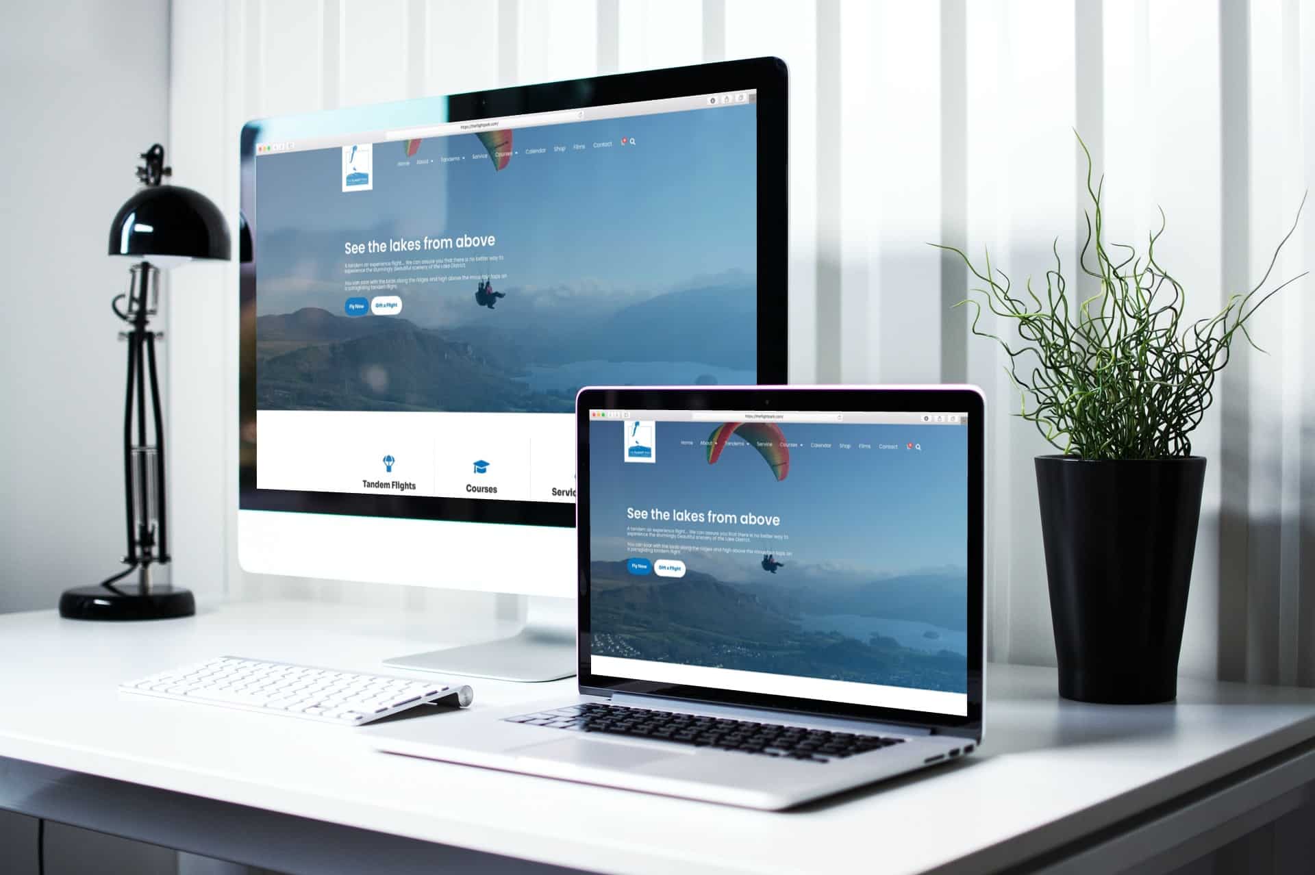 the flight park mockup on laptop and desktop